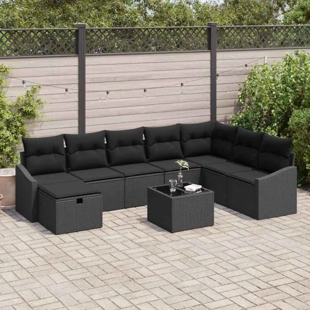 vidaXL Tuin Sofa Set 9 st poly rattan Zwart