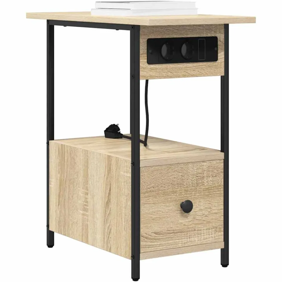 vidaXL Nachtkastje Sonoma Eiken 60 x 30 x 61 cm Bewerkt hout Bruin