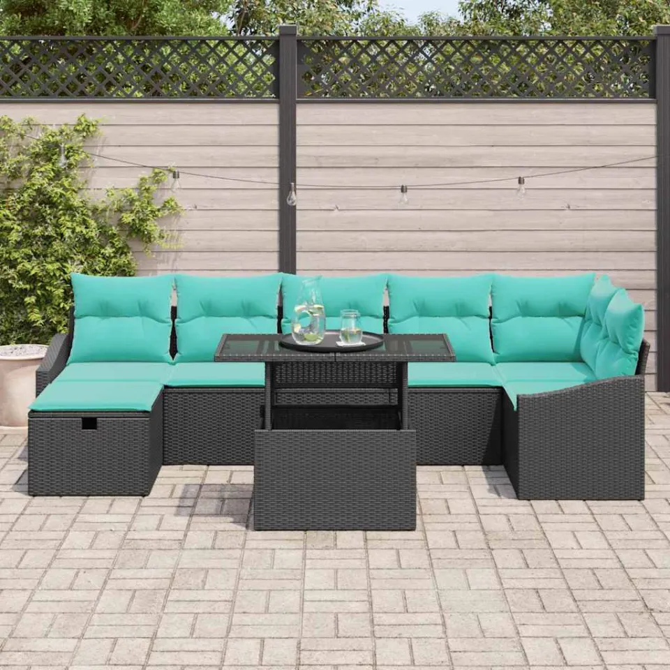 vidaXL Tuin Sofa Set 8 st poly rattan bruin, foto 3