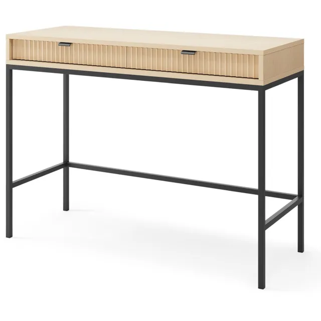 Selsey VELLORE – Kaptafel met lade, Eiken Vicenza-lookmet zwart onderstel, 104 cm Eikenlook
