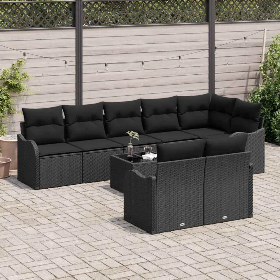 vidaXL Tuin Sofa Set 9 st Zwart poly rattan, foto 3