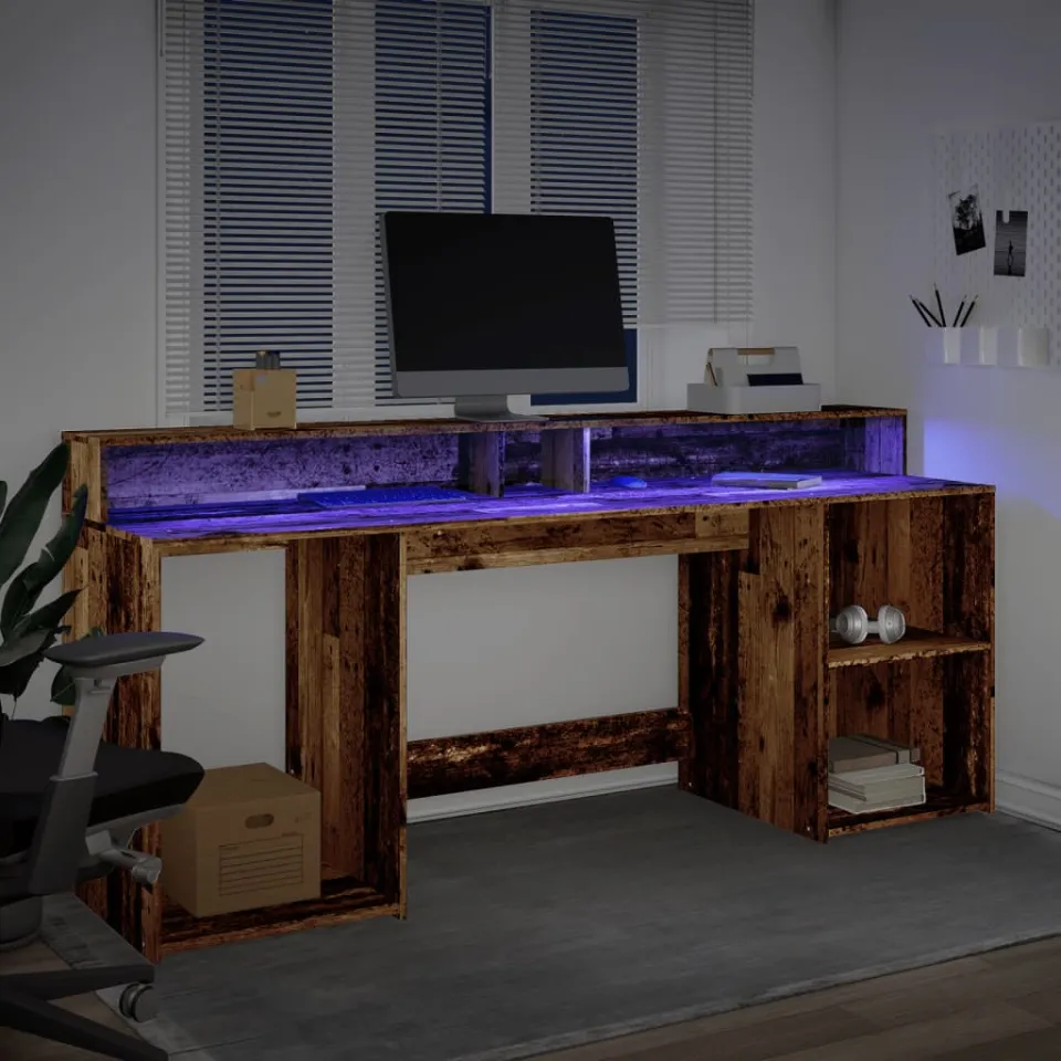 vidaXL Desk Oud hout 200 x 55 x 91 cm Engineered wood bruin, foto 4