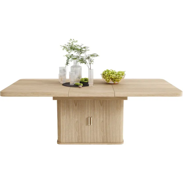 REDOM Uitschuifbare eettafel 150-200 x 90 cm - Met opbergruimte en middenvoet - Eiken Eikenkleur