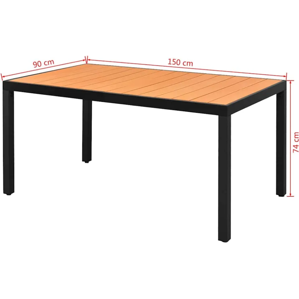 vidaXL Tuintafel 150x90x74 cm aluminium en HKC bruin, foto 3
