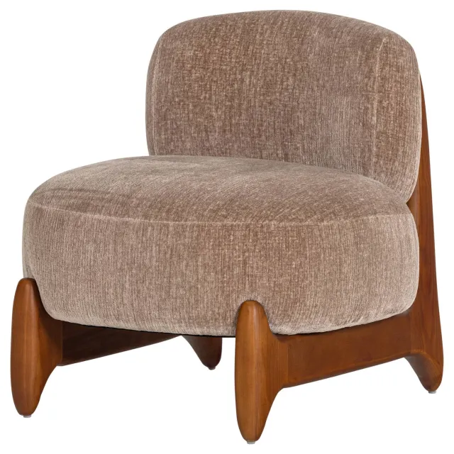 WOOOD Runi Fauteuil - Hout/Velvet - Paars/Bruin - 69x64x72 sand