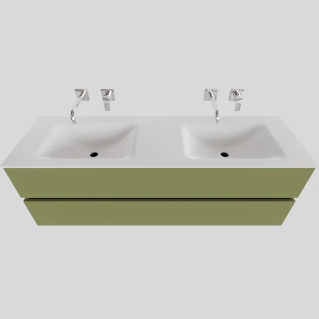 Boss & Wessing Badkamermeubel Solid Surface BWS Oslo 150x46 cm Dubbel Mat Groen (0 kraangaten)