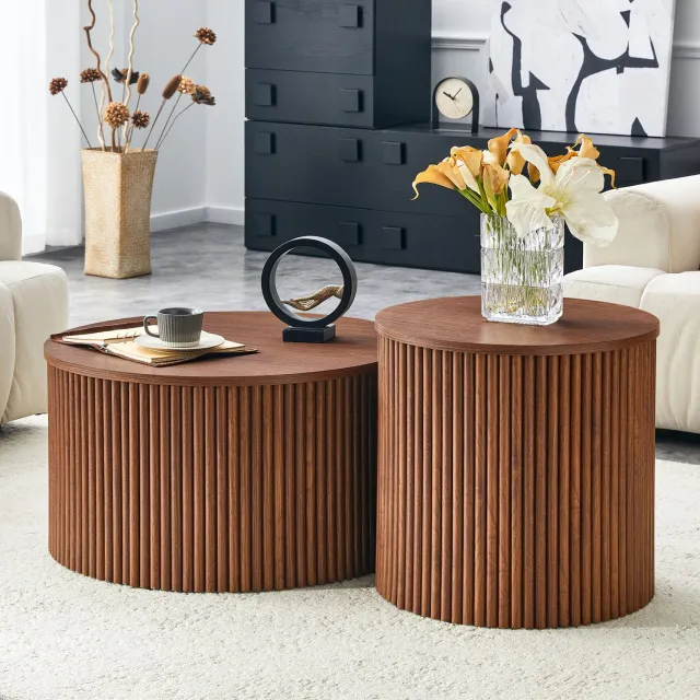 CHICFURN Salontafel - 2-delige set - Verborgen opbergruimte - Nesting - Walnoot