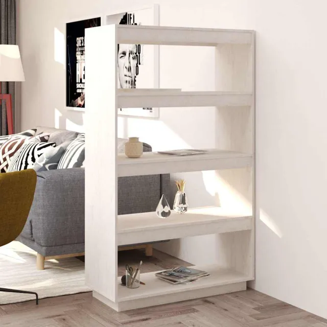 vidaXL Boekenkast/kamerscherm 80x35x135 cm massief grenenhout wit, foto 2