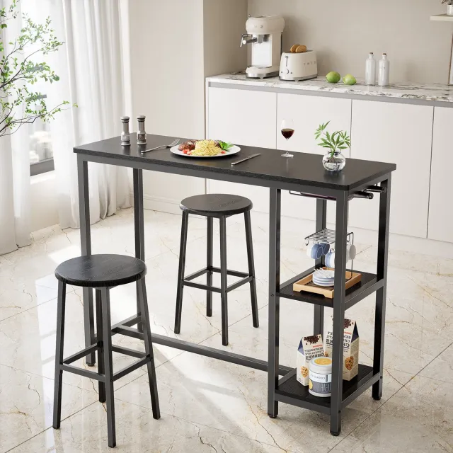 Bealife TB31 Bartafel en stoelen - 2 personen - 120 x 40 x 90 cm - Zwart
