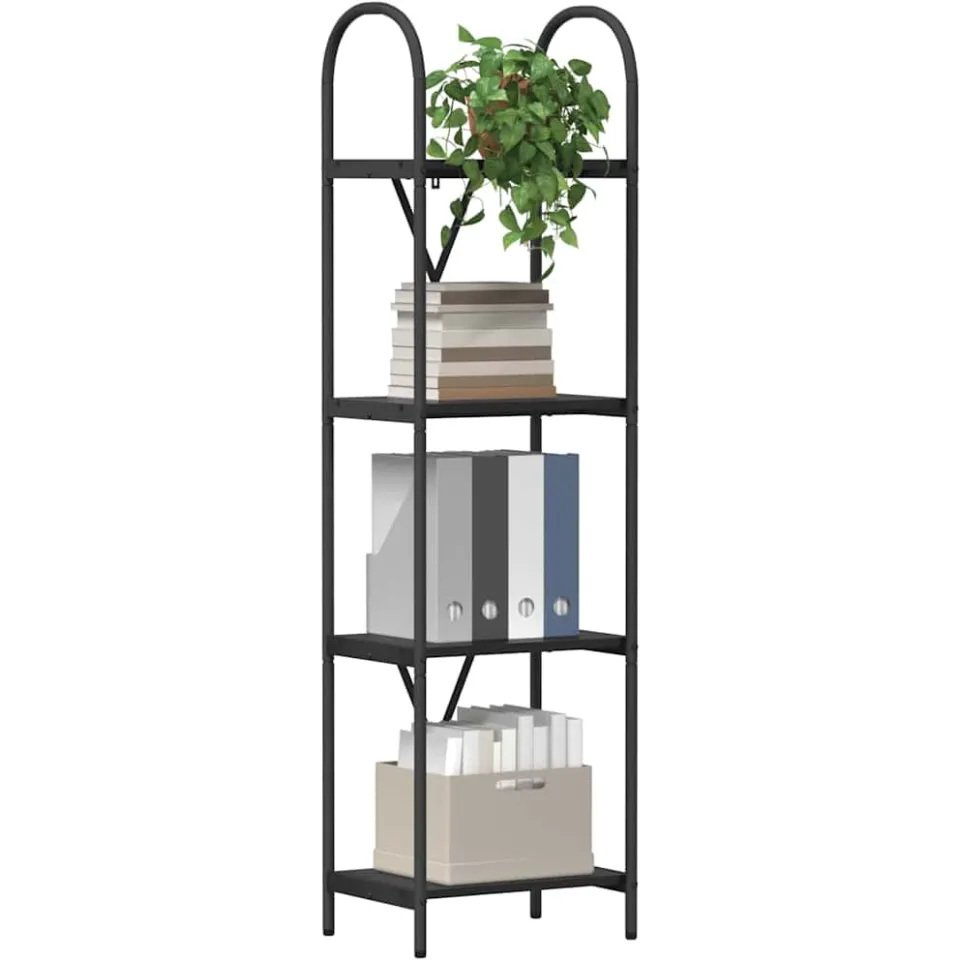 vidaXL Boekenkast 4-laags 40 x 30 x 146 cm Bewerkt hout Zwart Eiken