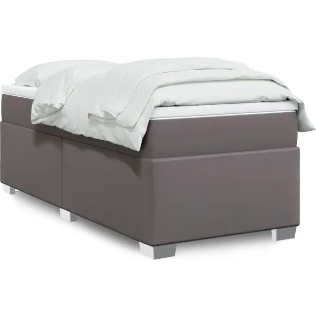 vidaXL Boxspring met matras kunstleer grijs 100x200 cm