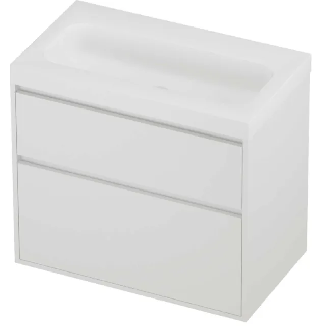 Proline Haga Badmeubelset Polystone Mezza Zonder Kraangat Greeploos 80x46x73 cm Mat Wit Mat White