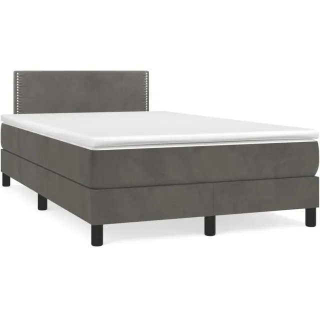 vidaXL Boxspring met matras fluweel donkergrijs 120x190 cm grijs