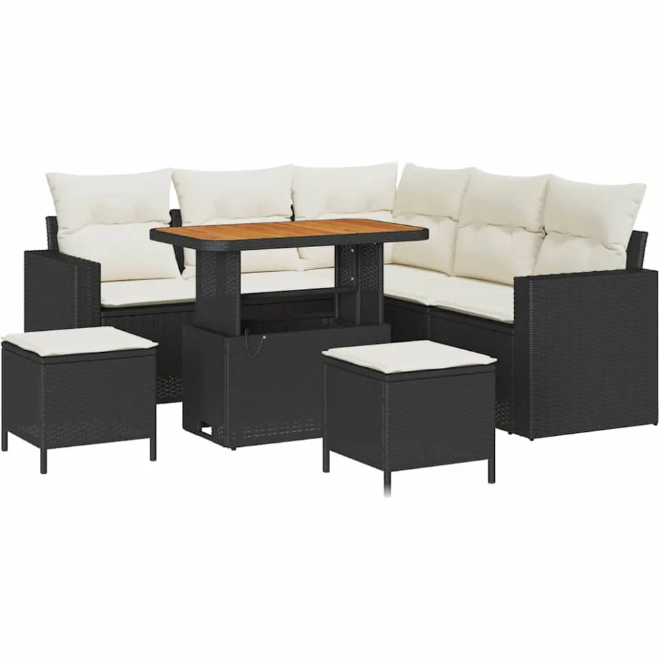 vidaXL Tuinbankenset 8 st Zwart poly rattan