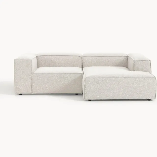 Westwing Collection Bouclé modulaire hoekbank Lennon (2-zits) Wit