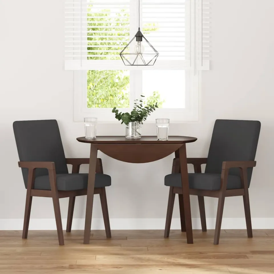 vidaXL Eetkamerstoelen met kussens 2 stuks bruin massief hout rubber, foto 3