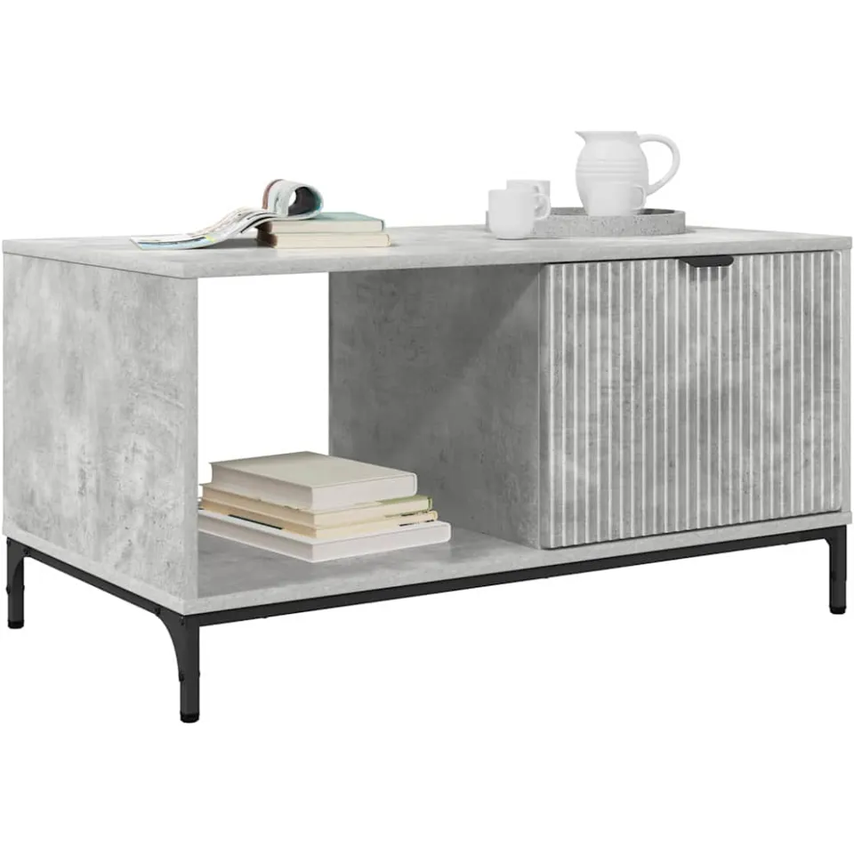 vidaXL Salontafel Beton Grijs 90 x 49 x 46 cm Bewerkt hout