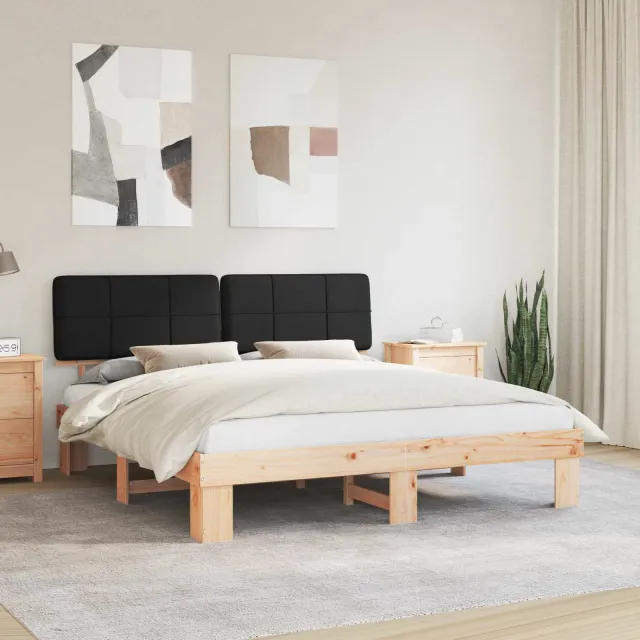 vidaXL Bedframe met Gevoerd Hoofdgedeelte Zwart 200 x 200 cm