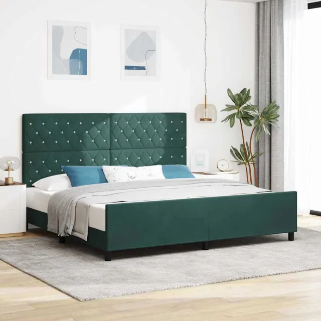vidaXL Boxspringbed met hoofdeinde Donkergroen 200 x 200 cm Fluweel