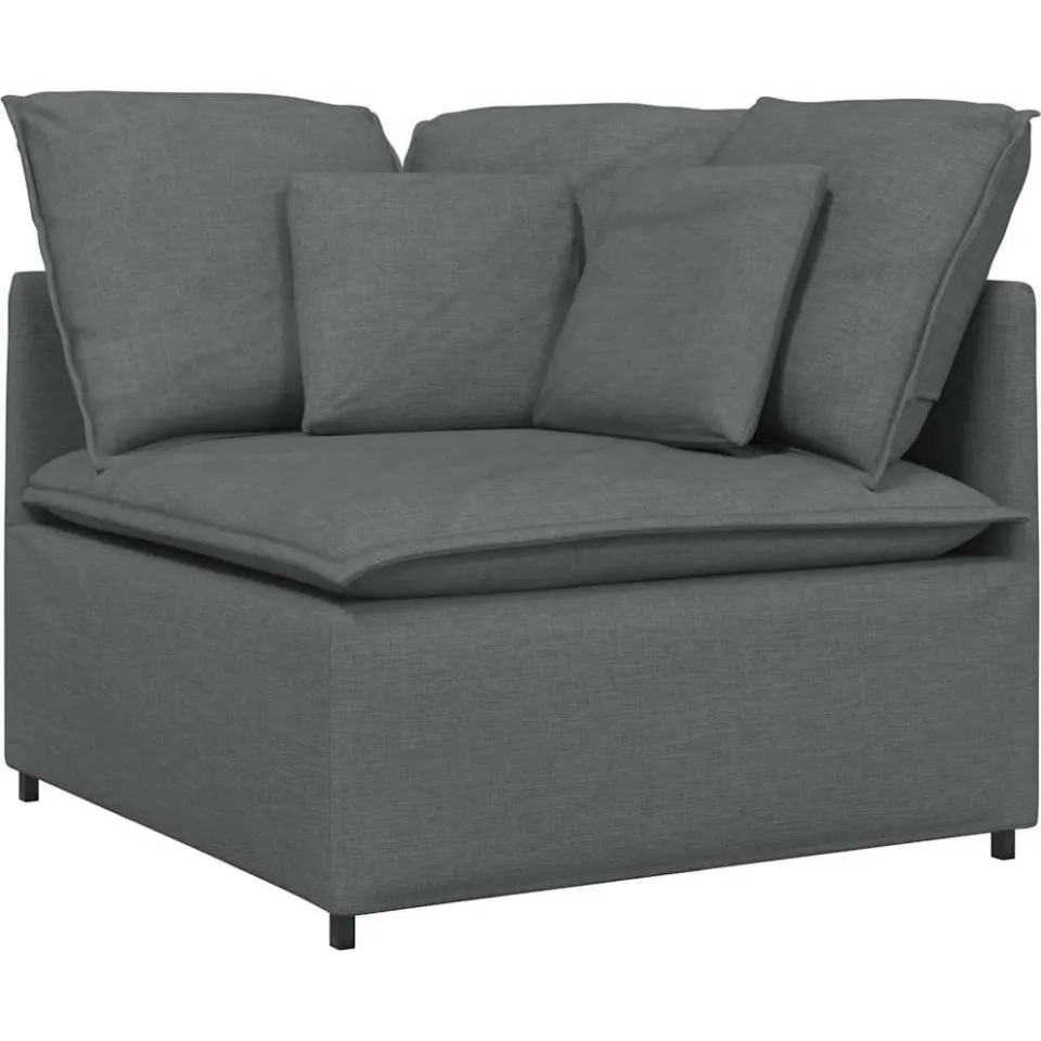 vidaXL Modulaire hoekbank met kussens 100 cm donkergrijs grijs, foto 3