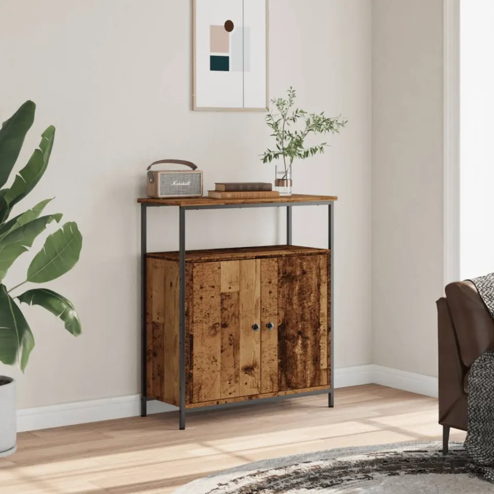 vidaXL Dressoir 70x30x80 cm bewerkt hout oud houtkleurig bruin, foto 2
