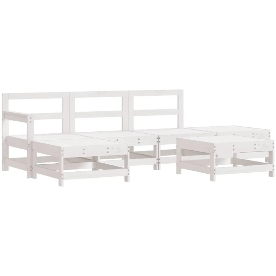 vidaXL 6-delige Loungeset massief grenenhout wit