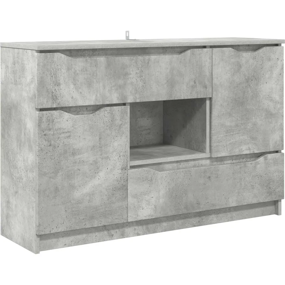 vidaXL Dressoir Beton Grijs 100 x 30 x 65,6 Bewerkt hout, foto 3