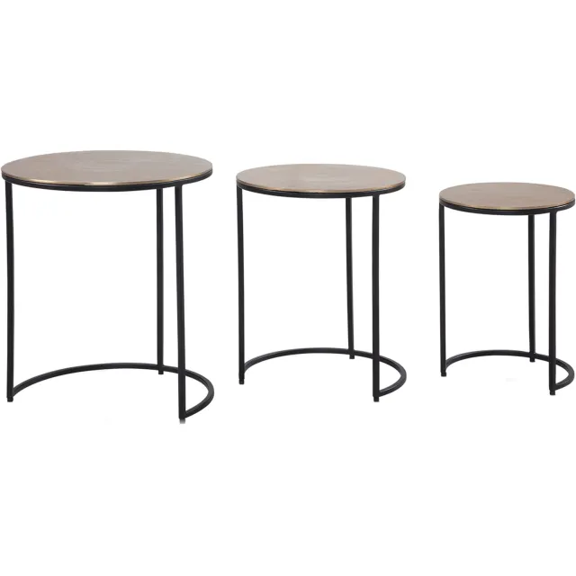 Cosmo Casa Bijzettafels - Set van 3 - Aluminium - IJzeren onderstel - Verstelbaar - 45 x 45 x 55 cm Bruin