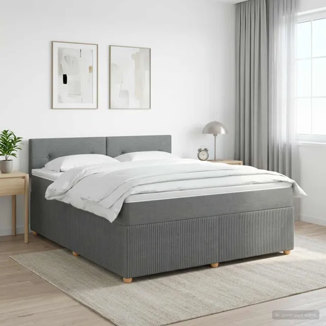 vidaXL Boxspringbed met matras Donkergrijs 140 x 200 cm Stof