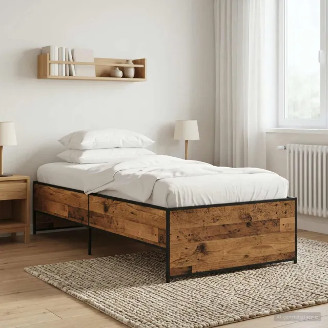 vidaXL Bedframe Oud hout 80 x 200 cm Bewerkt hout Bruin