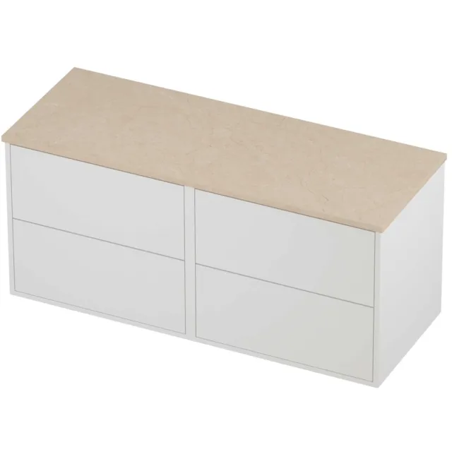 Proline Deck Badmeubelset Hardsteen Voor Grepen 120x46x54 cm Sand Stone Mat White Mat Wit
