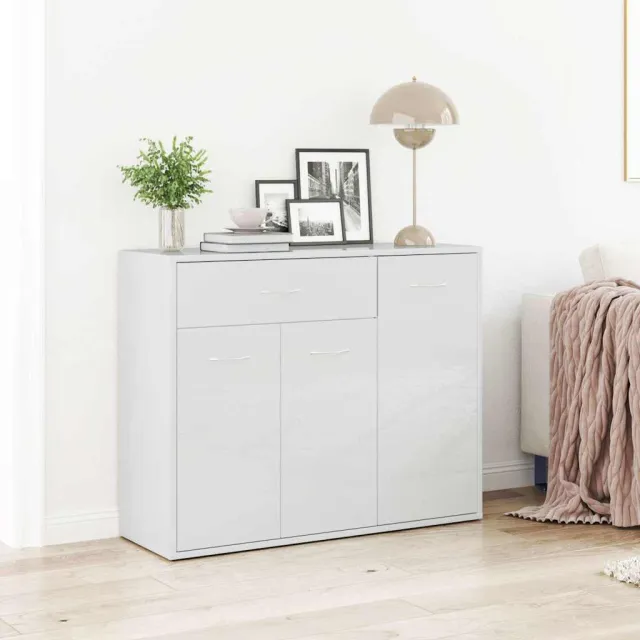 vidaXL Dressoir 88x30x70 cm bewerkt hout hoogglans wit