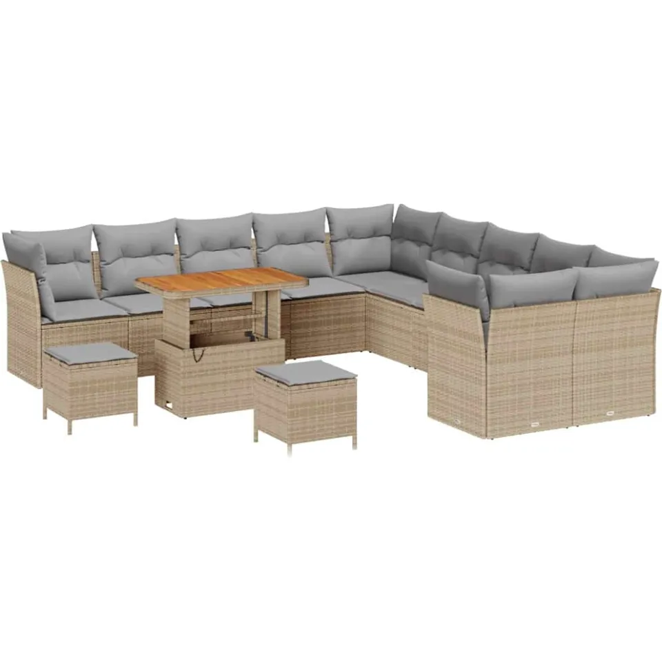 vidaXL Tuinbankenset 13 st Beige poly rattan