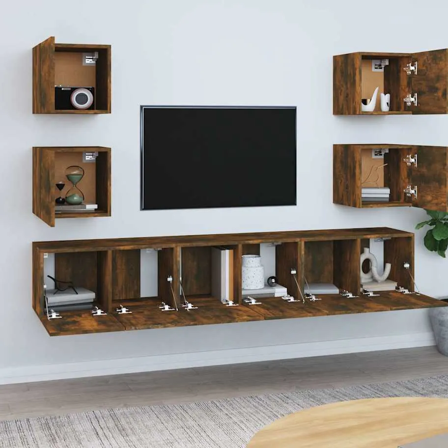 vidaXL 7-delige Tv-meubelset bewerkt hout gerookt eikenkleurig, foto 4
