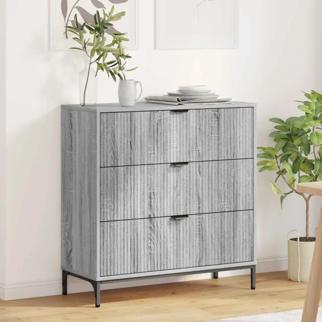 vidaXL Dressoir Grijs Sonoma 79,5 x 33 x 82 cm Bewerkt hout, foto 2