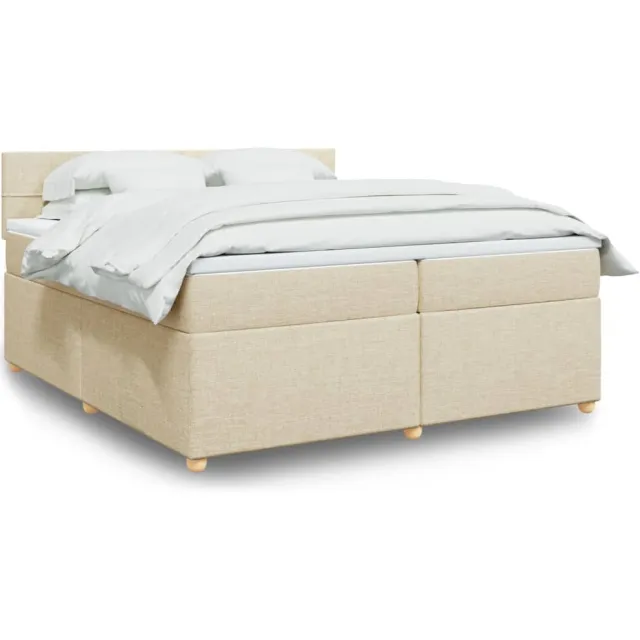 vidaXL Boxspring met matras stof crèmekleurig 200x200 cm