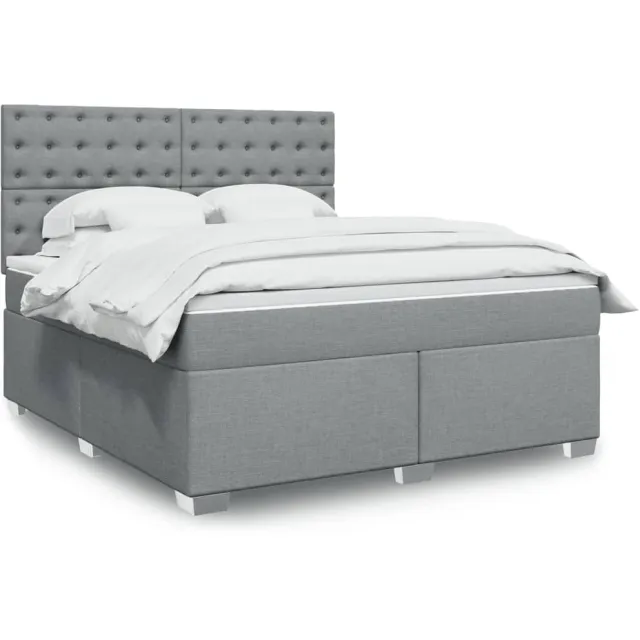 vidaXL Boxspring met matras stof lichtgrijs 180x200 cm grijs