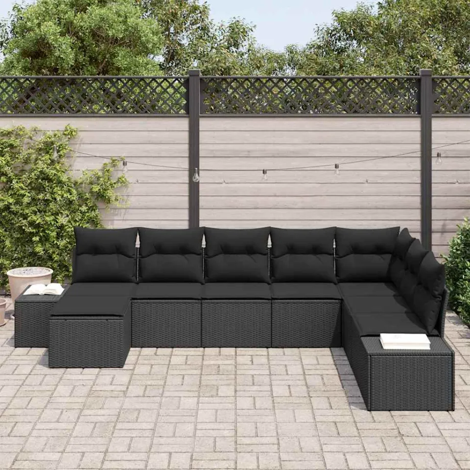vidaXL Tuin Sofa Set 8 st Zwart poly rattan, foto 2