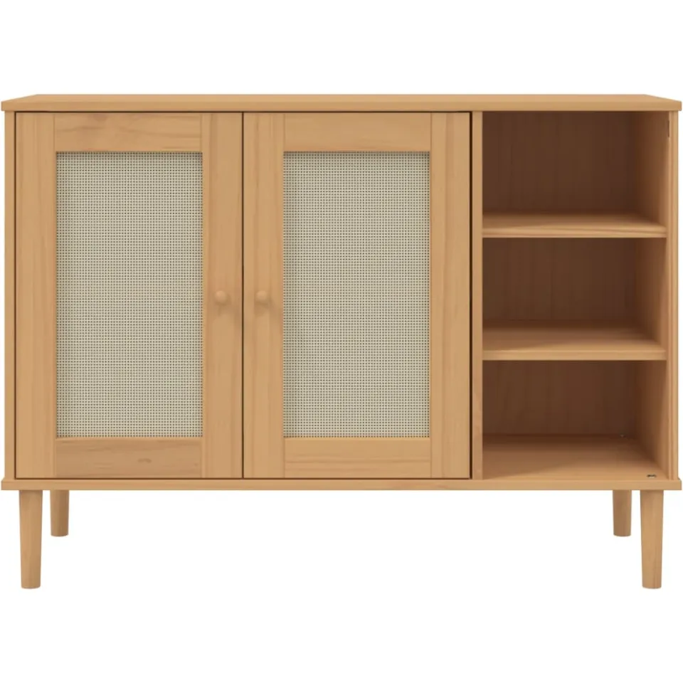 vidaXL Dressoir SENJA 112x40x80 cm rattan massief grenenhout bruin