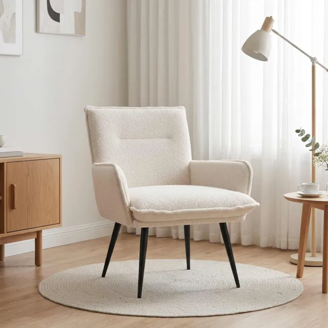 vidaXL Fauteuil Crèmekleurig Bouclé