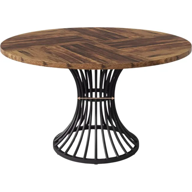 Happiq Ronde Eettafel Zurich - Voor 4 personen - 120cm - Voor Keuken of eetkamer - Hout Bruin