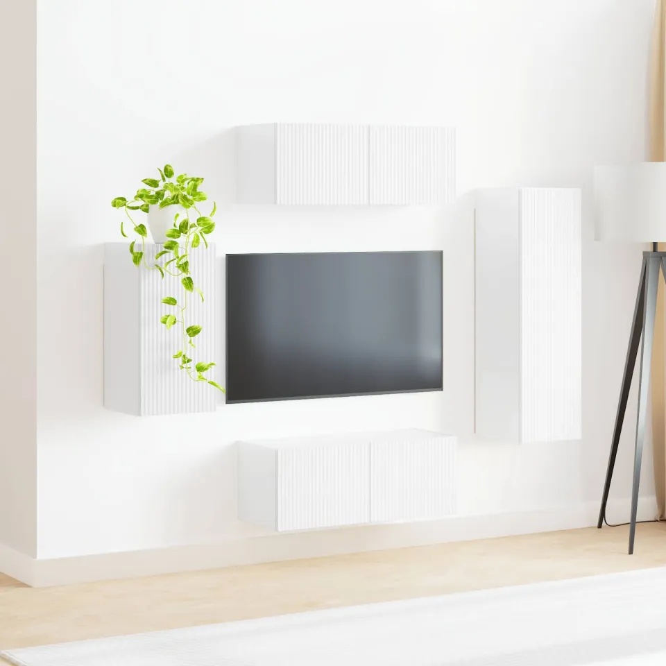 vidaXL Tv-meubelset 4 st 31 x 30 x 100 cm Hoogglans wit, foto 4