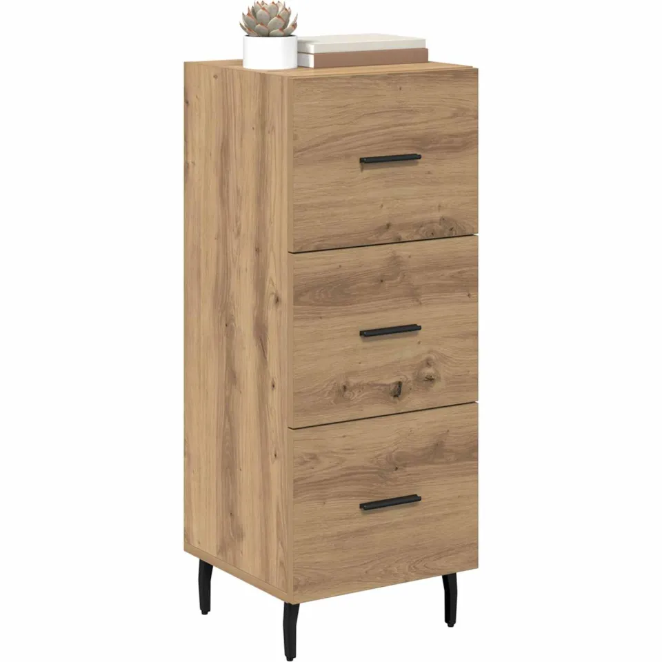 vidaXL Dressoir artisanaal eikenkleurig 34 x 34.5 x 90 cm Bewerkt hout Bruin