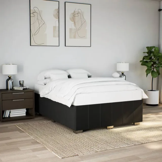 vidaXL Bedframe zonder matras stof zwart 160x200 cm