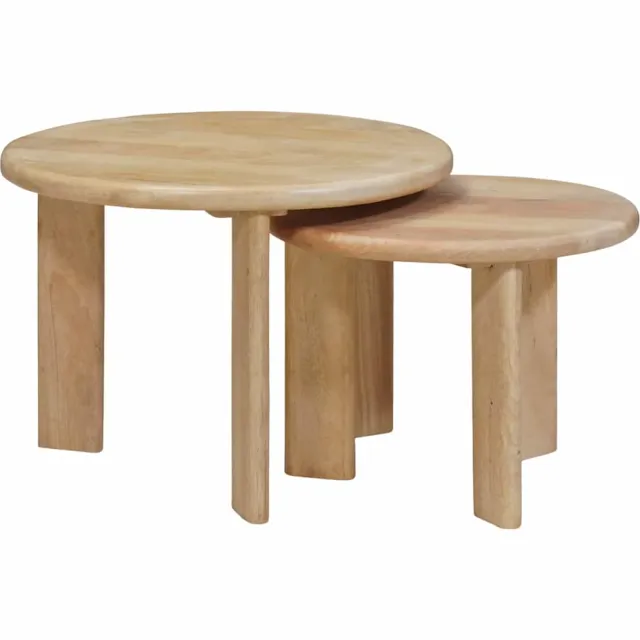 vidaXL Nest Koffietafels 2 st Wit Ø 50 x 40 cm Massief Mango Hout