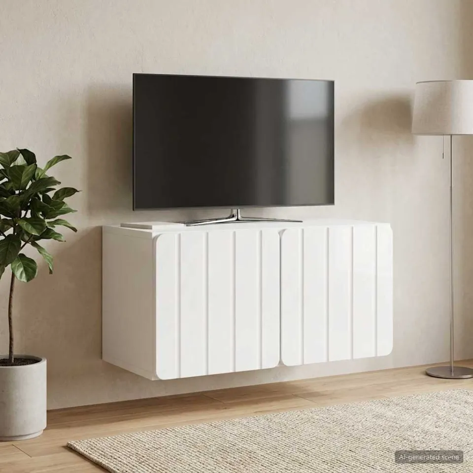 vidaXL Wandbeugel TV-kast 59,5 x 31 x 30 cm Hoogglans Wit Bewerkt hout, foto 4