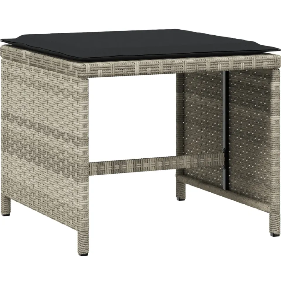 vidaXL 15-delige Tuinset met kussens poly rattan lichtgrijs grijs, foto 3