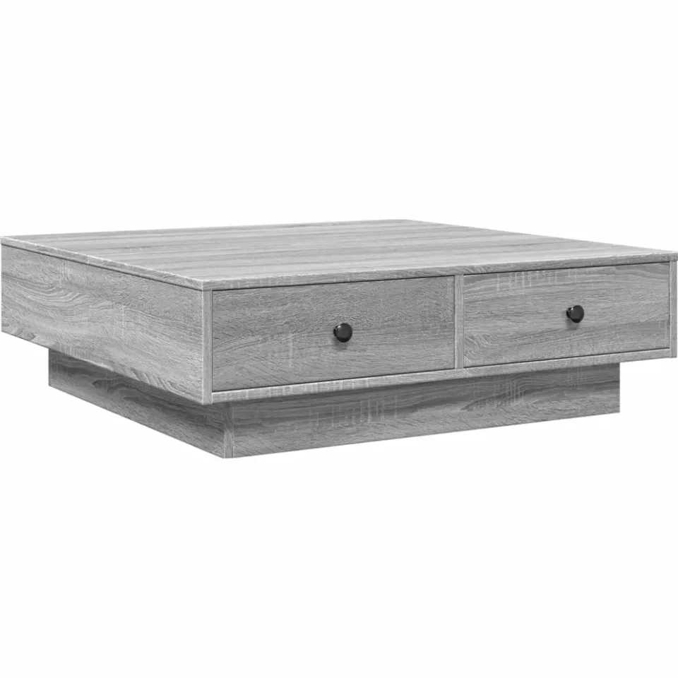 vidaXL Salontafel 90x90x28 cm bewerkt hout grijs sonoma eikenkleurig, foto 3