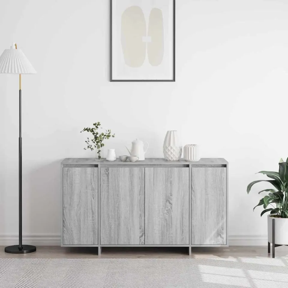 vidaXL Dressoir Grijs Sonoma 135 x 41 x 75 cm Bewerkt hout, foto 4