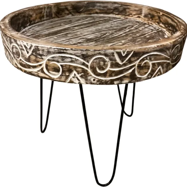 Var Ronde Bijzettafel – Gesneden (Carved) – Ø60 cm – Tijdloos Design Zie foto